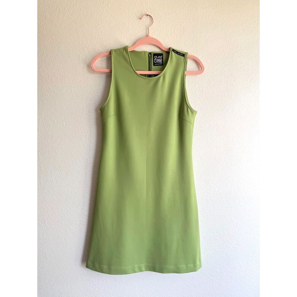 Vintage 90's Cop Copine Green A Line Sleeveless Shift Dress in Green size Small